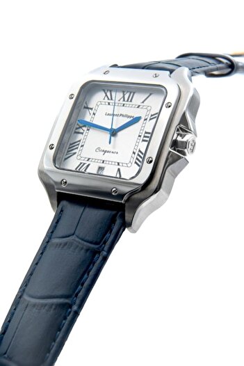 Laurent Philippe - Ceas bărbătesc, Conqueror Koh-I-Noor - Bleu Déviant, 38mm x 27,5mm, Argintiu