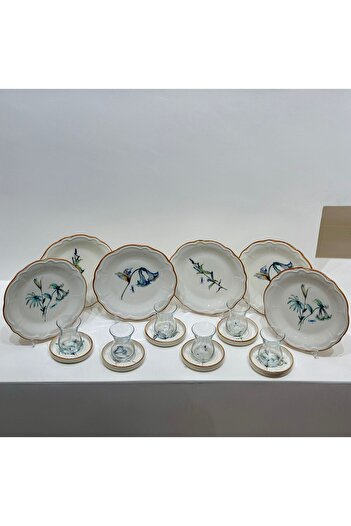 PORSER Verde Bloom 18 Piece Cake and Tea Set