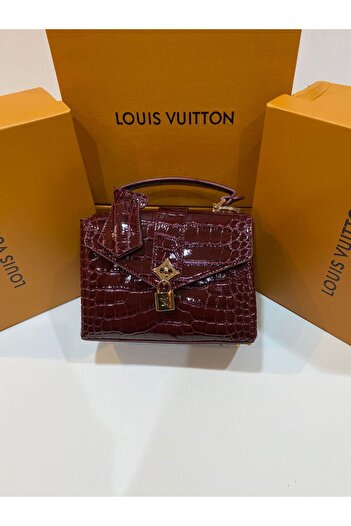 Noname Luxury Louis Vuitton-like women's bag in a stylish shiny burgundy color