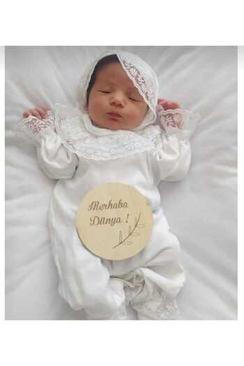 Fun Moment Laura Hat Newborn Hospital Bodysuit with Lace Detail