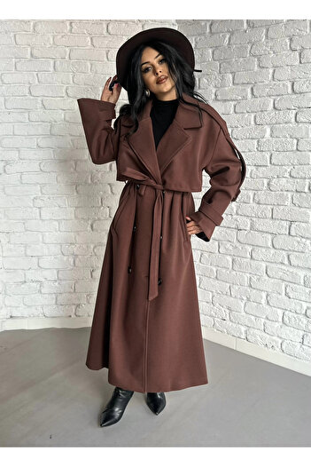 moneta boutique Γυναικείο παλτό με μακρύ ζωνάκι με επένδυση