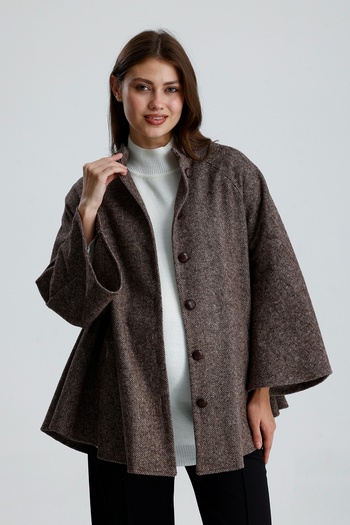 KATLİN MATERNİTY WEAR Maternity Cashmere Fabric Poncho Jacket, Wool Cotton Blend Material, Sleeves with Spanish Court Collar Detail