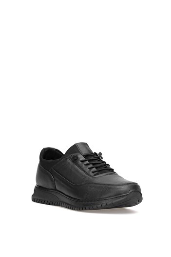 Ayakkabı Fuarı Ανδρικά παπούτσια Casual από γνήσιο δέρμα Elit SLBBR608 Μαύρα