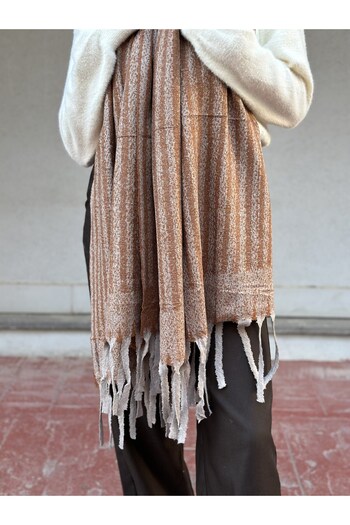 novon Florence Studio Exclusive Cashmere Touch Cashmere Textured Special Design Women's Scarf / Shawl (200 X 70 cm)