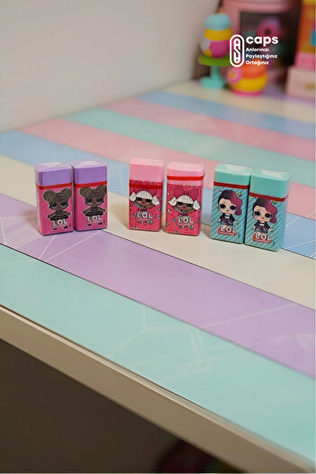caps office 6 Pieces L.O.L Surprise Themed Eraser Set – Colorful, Scented, and Fun Stationery Set