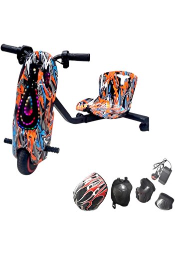 Toybox 36V Mini Electric Drift Scooter with Helmet and Protection, Playground Kids Tricycle Bike