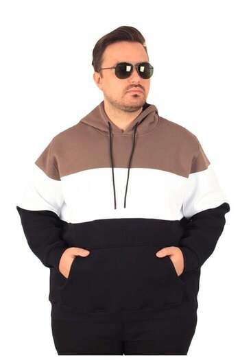 Starbattal Large Size Hooded 3Ip Sweat Mg 25725 Mink