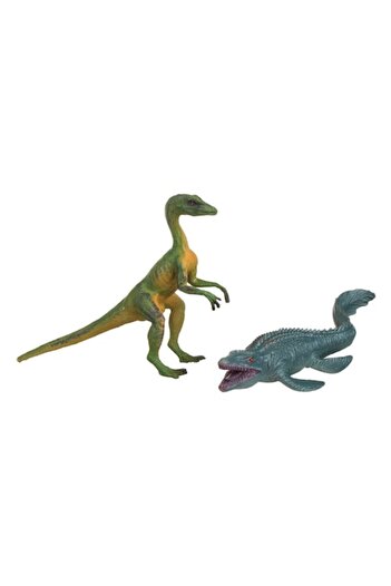 SHOPIENS Set of Dinosaur Figurines, Compsognathus and Water Dinosaur, 2 Pieces, 14 cm, Multicolor, MYONNA IT