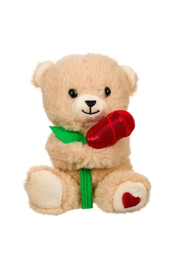 SHOPIENS Plush Teddy Bear, Rose Pattern, Beige, 15 cm, MYONNA IT & E- COMMERCE ®