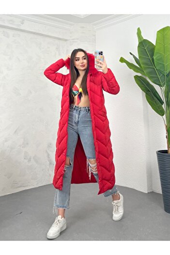 Fashionbox Women's Memory Fabric Fur Long Puffer Vest 25112
