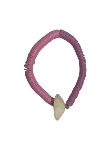 THK Handmade bracelet, Lucky Shell from Gokceada by Alessia Ioana, unique, pink color, sand
