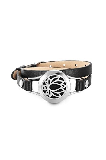 DROPY Aromatherapy bracelet for essential oils, Lotus model, double leather strap, aroma diffuser, f