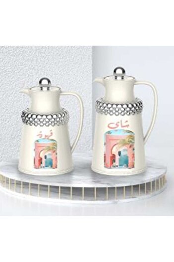 AL OSTORAH Legend Silver Tea and Coffee Thermos Set 0.7+1 Liter