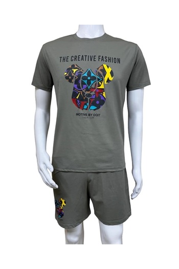iza Men’s Dark Grey Co-ord Set in Cotton Fabric