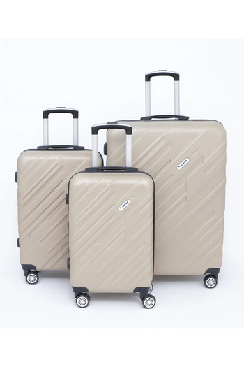 ASFAR ASF301 Set of 3 Luggage With Hard Shell, Combination Lock- 20/24/28- Champagne