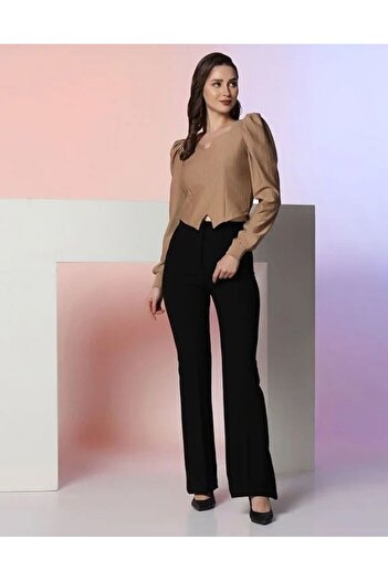 iza Light Brown Crop Top