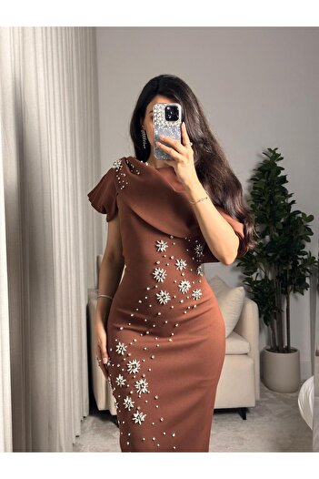 SELSAL Crystal embroidered evening dress