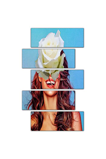 Generic Wall panel - Woman with a rose - p120 - divided into five graduated pieces - 2