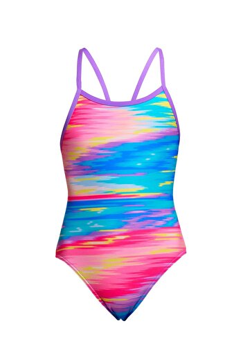 FUNKİTA Ss Tropic Wash Girls' Thin Strap Swimsuit |   Colorful and Comfortable Design