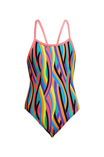 FUNKİTA Ss Curl Curl Girls' Thin Strap Swimsuit |   Colorful and Comfortable Design
