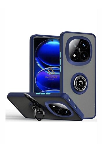Massemr Xiaomi Redmi Note 14 Pro 5g Compatible Ring Silicone Cover Shock-Absorbing Premium Stand Phone Case