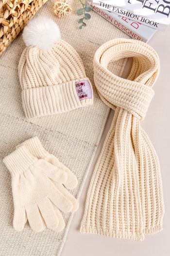 Babymod Pompom 9-15 years girl scarf beanie gloves set