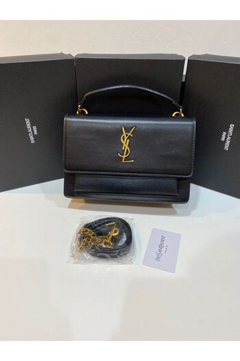 Noname Stylish women's bag similar to the Saint Laurent brand in luxurious black and gold color