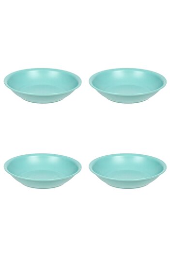Vervo.ro pentru minți curioase Set of 4 Deep Plates, Plastic, Green, Diameter 18 cm