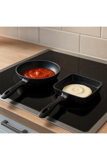 Noah Exclusive Granit Dokum 2 Piece Mini Sauce Pan Set-Round+Square