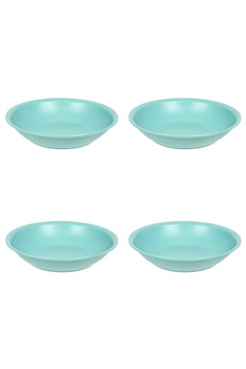 Vervo.ro pentru minți curioase Set of 4 Deep Plates, Plastic, Green, Diameter 18 cm