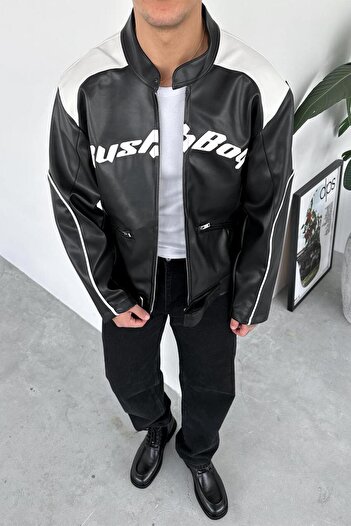 HAFKAGİYİM Black Rushboy Racer Leather Jacket
