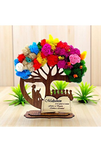 OEM Tree Decoration with Natural Lichens 4 Seasons and Message for Teachers "Thank you for helping us"