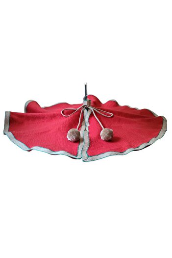 MODA NUR Christmas Tree Skirt, Pine Tree Foot Mat Cover, Red Color, Plush 70 cm