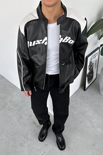 HAFKAGİYİM Black Rushboy Racer Leather Jacket