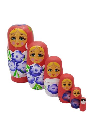 Dünyadan Hediyeler Wooden Matryoshka Doll Set of Six Red