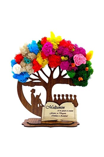 OEM Tree Decoration with Natural Lichens 4 Seasons and Message for Teachers "Thank you for helping us"