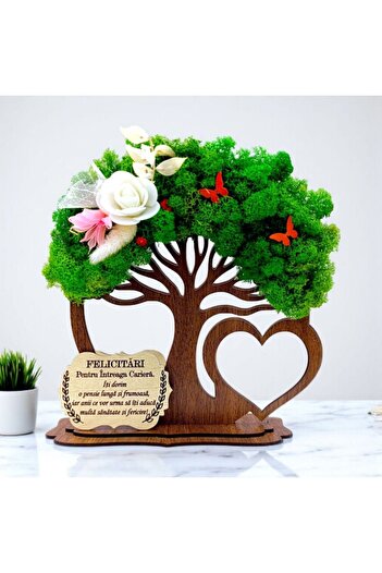 OEM Tree Decoration with Natural Lichens and Message for Retirees, Model 2 – 20 cm