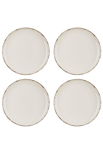 Vervo.ro pentru minți curioase Set of 4 ceramic fruit plates, Beige Nordic Style, diameter 19 cm