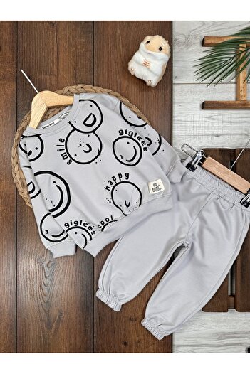 Kids Kingdom Cotton Smiling Face Patterned 2-Piece Baby Boy Set