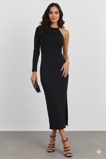 Sienza One Shoulder Black Camisole Maxi Dress