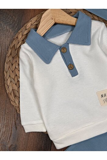 Kids Kingdom 3-Piece Baby Boy Set with Waffle Fabric Polo Collar Hat