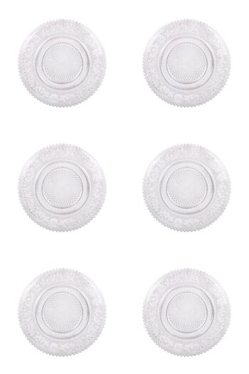 Vervo.ro pentru minți curioase Set 6 Dessert Plates Made of Transparent Glass with Pattern 11 cm