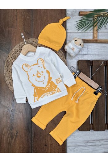 Kids Kingdom 3-Piece Baby Boy Set with Waffle Fabric Polo Collar Hat