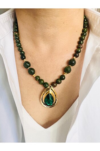 DEVİ fashion Natural Stone Drop End Necklace 48 cm