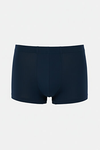 Dagi White-Navy Blue Plain Micro Modal Boxer