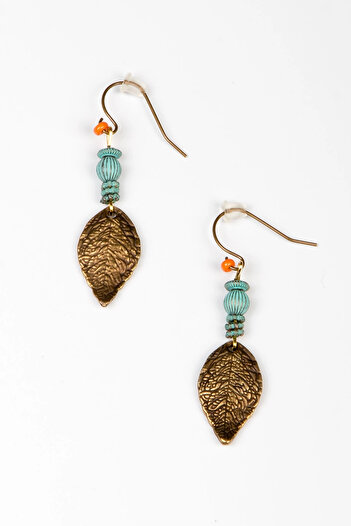 Lila Rosa Leaf Figured Ethnic Authentic Earrings