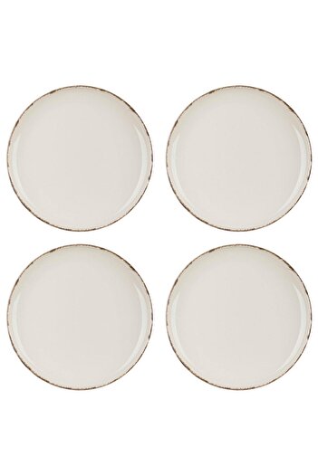 Vervo.ro pentru minți curioase Set of 4 ceramic fruit plates, Beige Nordic Style, diameter 19 cm