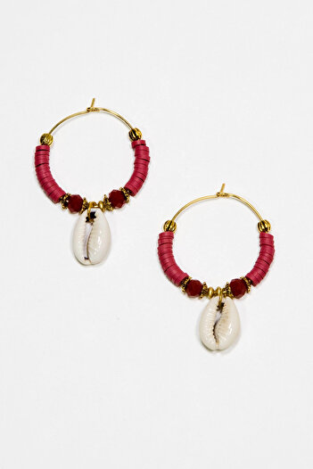 Lila Rosa Sea Shell Ethnic Authentic Earrings