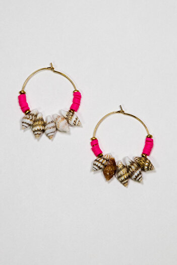 Lila Rosa Sea Shell Ethnic Authentic Earrings