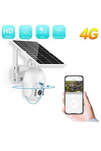 GERINEC 4G Mobile SIM Surveillance Camera, Outdoor Solar Powered, 1080p HD Color Night Vision, Dual Sensor,